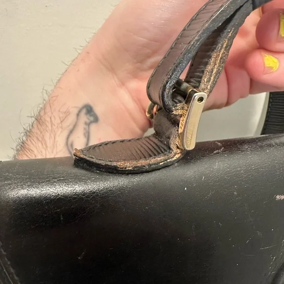 Fendi Black Leather Top-Handle Satchel with Embossed Medallion - Picture 5 of 15